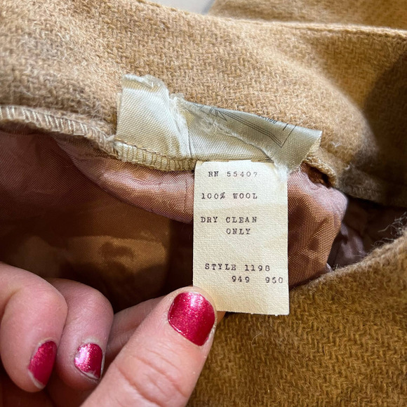 Vintage Savannah Light Brown Tan Wool A-line Skirt 12 - Picture 8 of 11